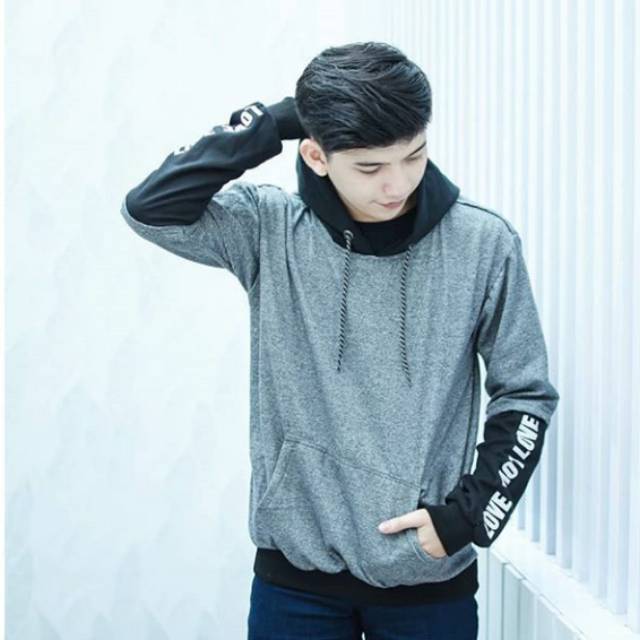 sweater pria kekinian bahan flece tebal | sweater hoodie murah terlaris bahan lembut LOVE2 RAIN