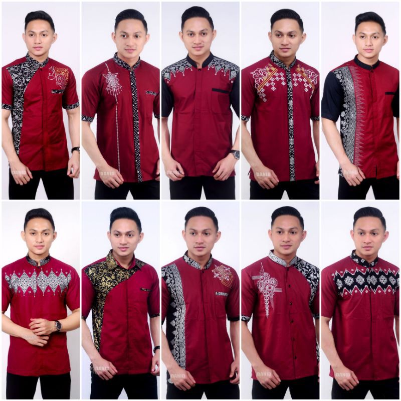 koko warna merah / koko batik warna merah / kurta warna merah