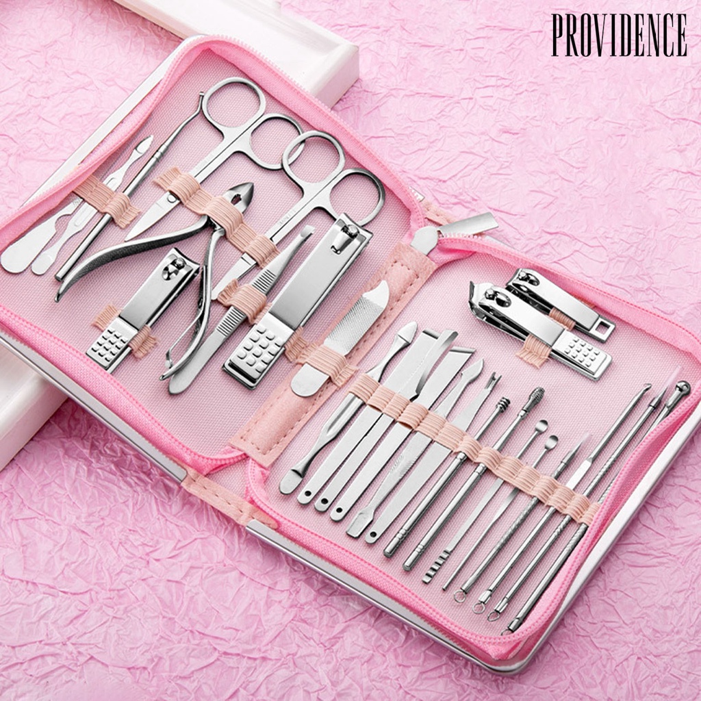 26pcs / Set Alat Manicure Portabel Bahan Stainless Steel Untuk Indoor