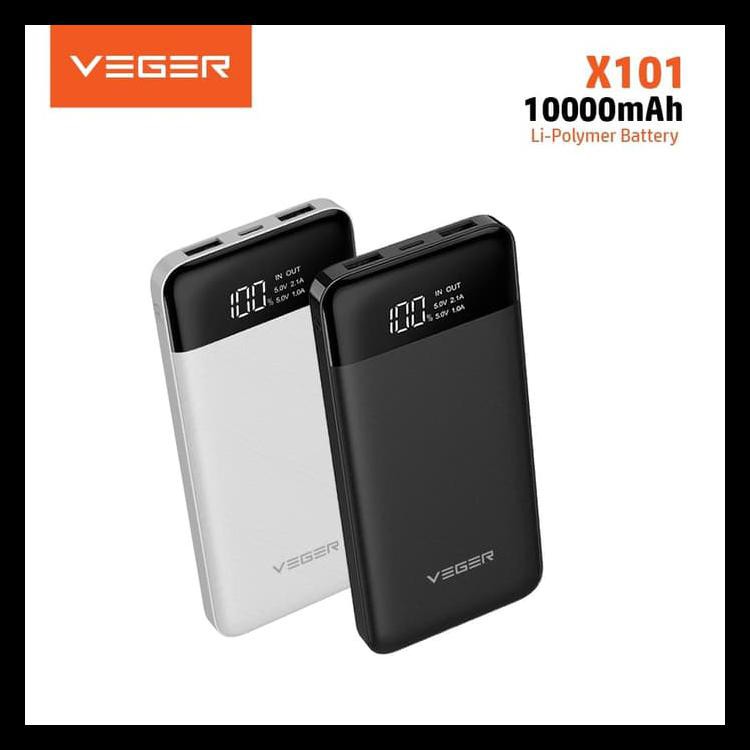Veger Powerbank X101 Led Digital Display 10000Mah 2 Output Power Bank - Hitam Kode 596