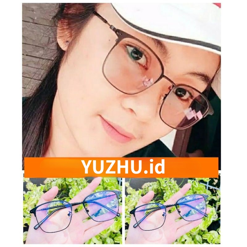 （YUZHU）COD Kacamata Photocromic Anti Radiasi Unisex Vintage Kacamata Berubah Warna 1924 Frame Optik