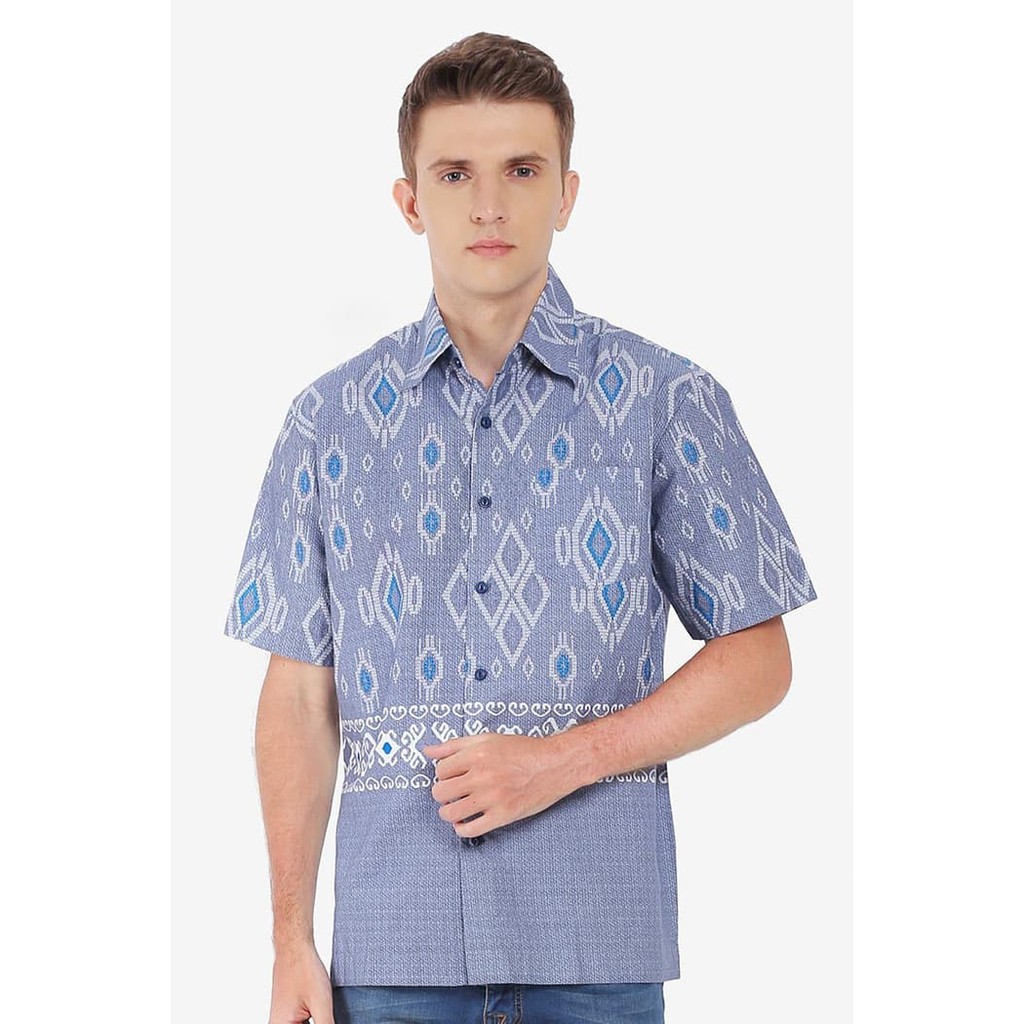 NEW JN SALT N PEPPER ORIGINAL - KEMEJA BATIK LENGAN PENDEK BIRU