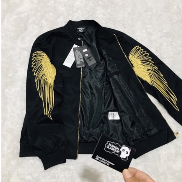 BOY26 JAKET ZIPPER BOY LONDON WINGS BORDIR GOLD IMPORT PRIA WANITA ASIA EROPA KOREA AMERIKA