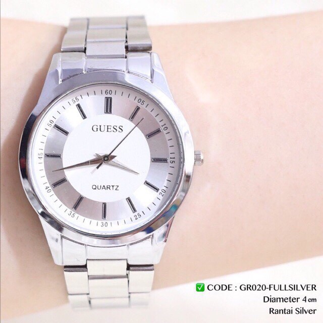 Jam tangan rantai pria dan wanita casual tali stainless grosir ecer free baterai analog GR020 GR035 GR055