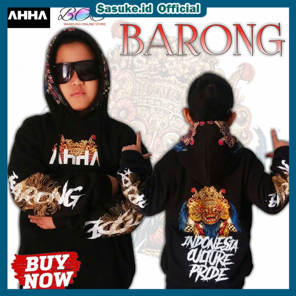 Jaket Sweater Anak Hoodie  AHHA Barong Anak Usia 6-12 Tahun