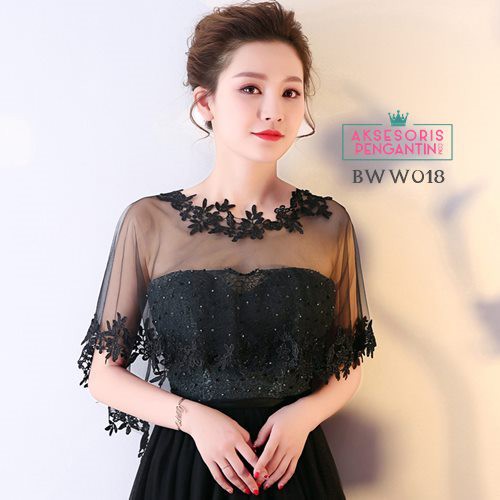 [PRODUK TERLARIS] AKSESORIS PENGANTIN BOLERO PESTA WEDDING LACE HITAM BWW018