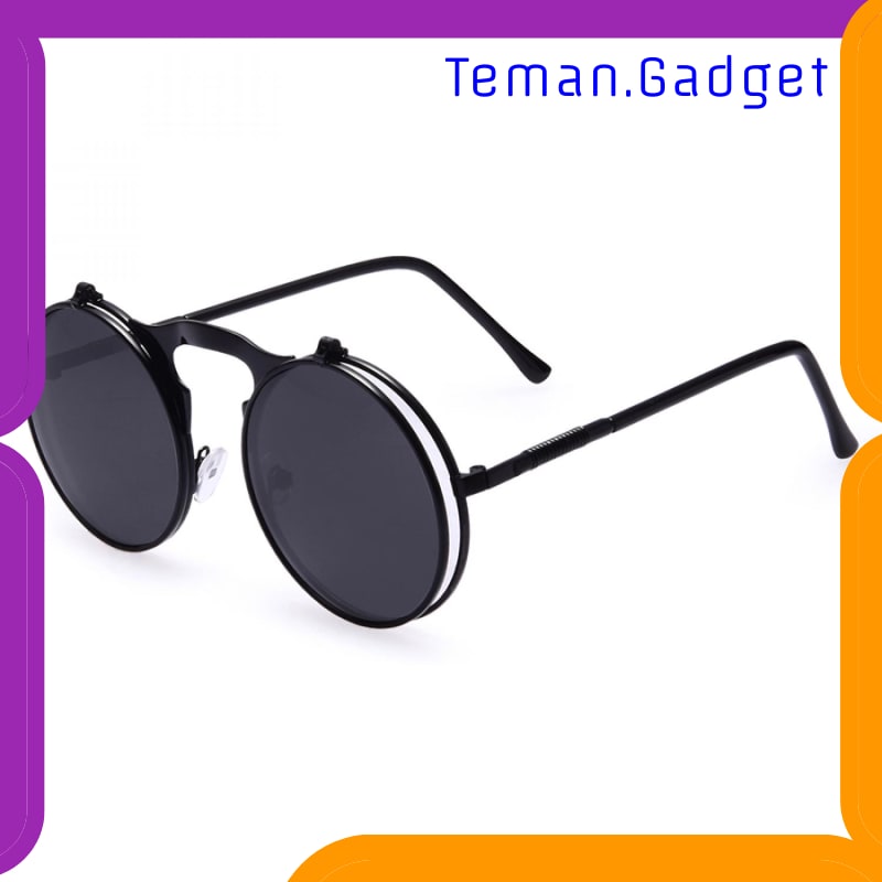 TG-EA001 AOFLY KACAMATA HITAM ROUND VINTAGE STEAMPUNK SUNGLASSES