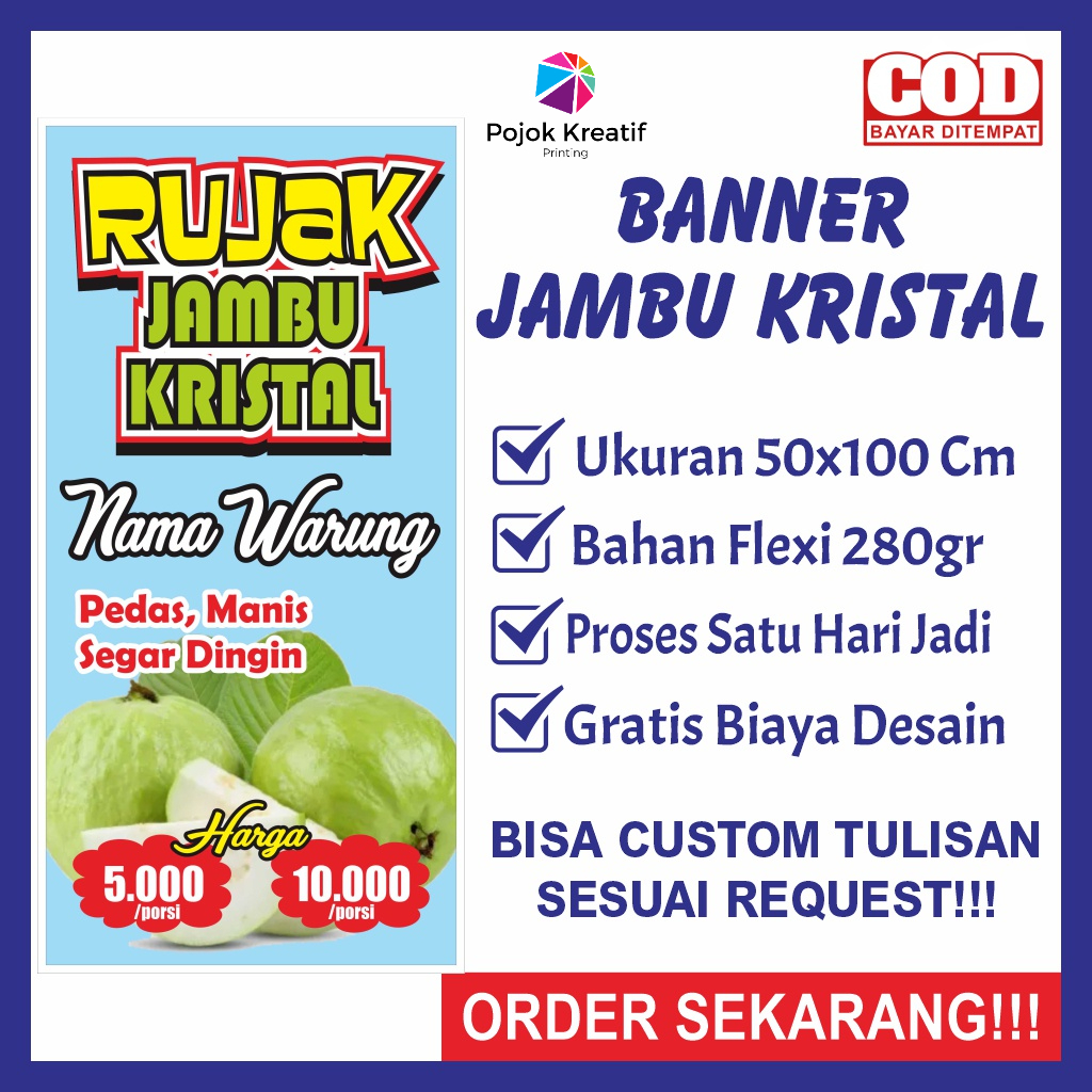 Banner Bener Baner Spanduk Sepanduk Backdrop Plang Promosi Usaha Jual Jualan Rujak Jambu Kristal 3 U