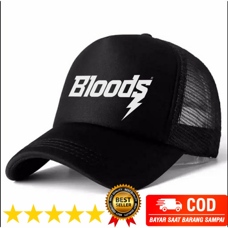 TOPI TRUCKER JARING SABLON - TOPI TRACKER JARING PRIA DAN ANAK SABLON BLOODS
