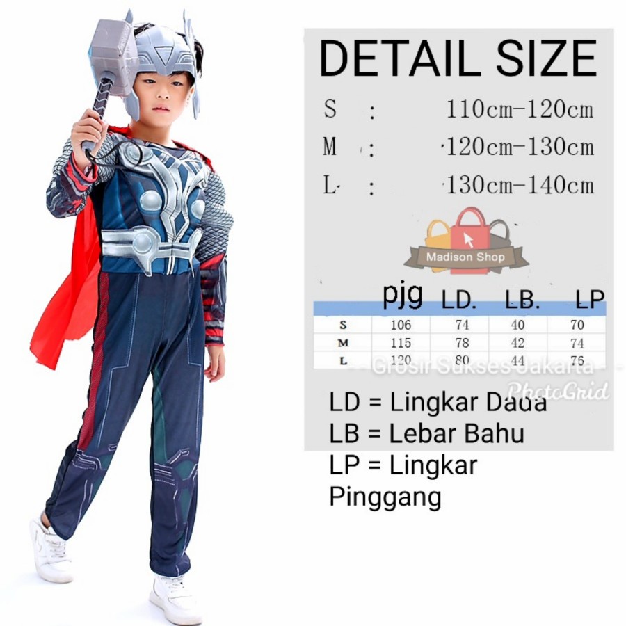 Kostum Anak Superhero Thor God Of Thunder Cosplay Baju Pesta Murah