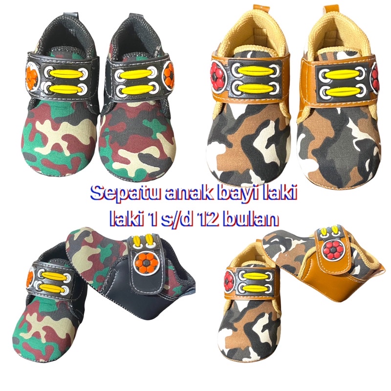 sepatu prewalker bayi laki laki newborn 0 12 bulan / sepatu bayi laki laki prewalker / sepatu baby prewalker / sepatu bayi prewalker army