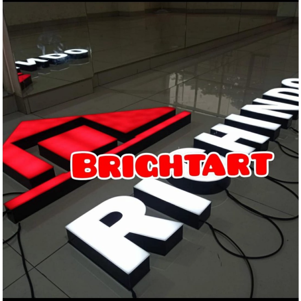 Huruf timbul 3D akrilik ukuran custom LED, Huruf LED timbul