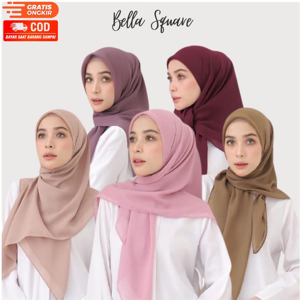 ( BELLA SQUARE ) GROSIR HIJAB BELLA SQUARE SEGI EMPAT || KERUDUNG JILBAB POLLYCATON PREMIUM TERLARIS