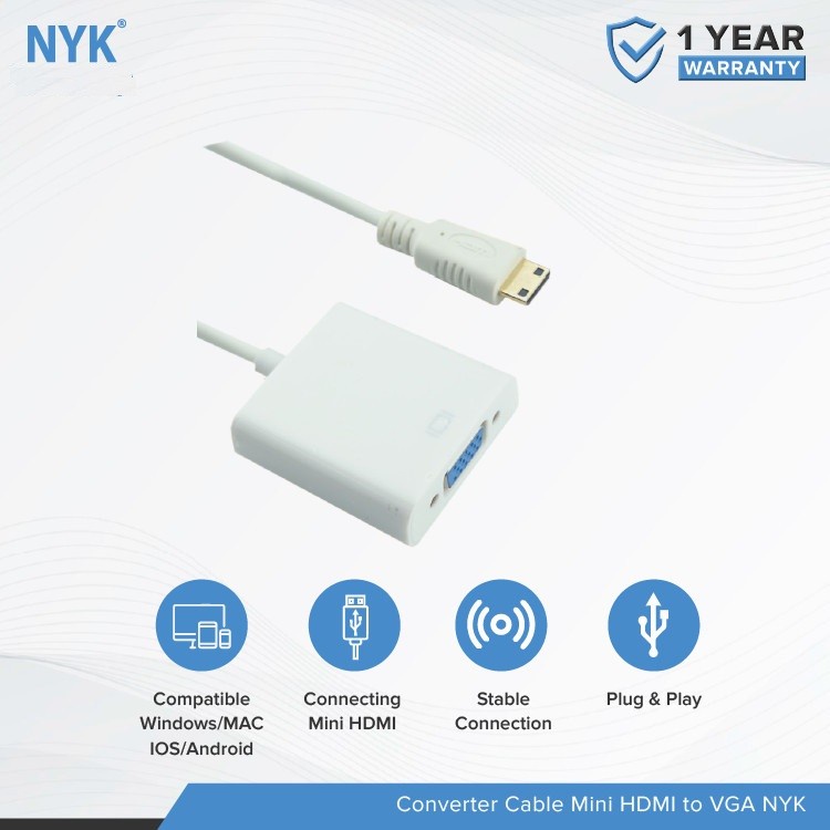 Converter Mini HDMI to VGA Non Audio NYK