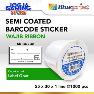 

BLUEPRINT SCS 55x30 x1 Line isi 1000 pcs - Semicoated Stiker Label OBAT Lab Farmasi