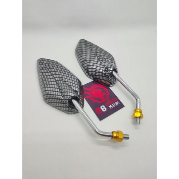 Spion Yamaha Jupiter Karbon Gagang Crome Panjang - Tanggung - Kecil / Spion Variasi Karbon Yamaha Jupiter Mio Fino Aerox Nmax Lexi Vixion Vega