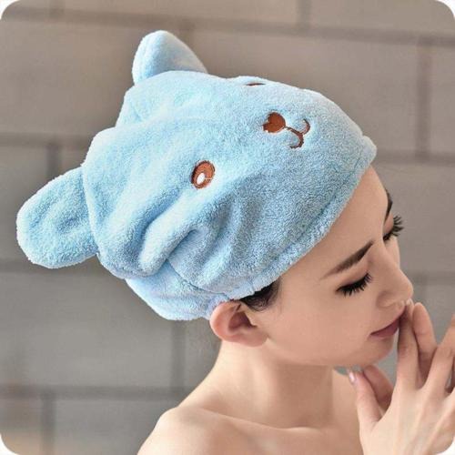 [Bisa Cod] Shower Cap Tebal Handuk Pengering Rambut Motif Beruang Handuk Kepala Keramas Handuk Rambut Keramas Microfiber Handuk Mandi