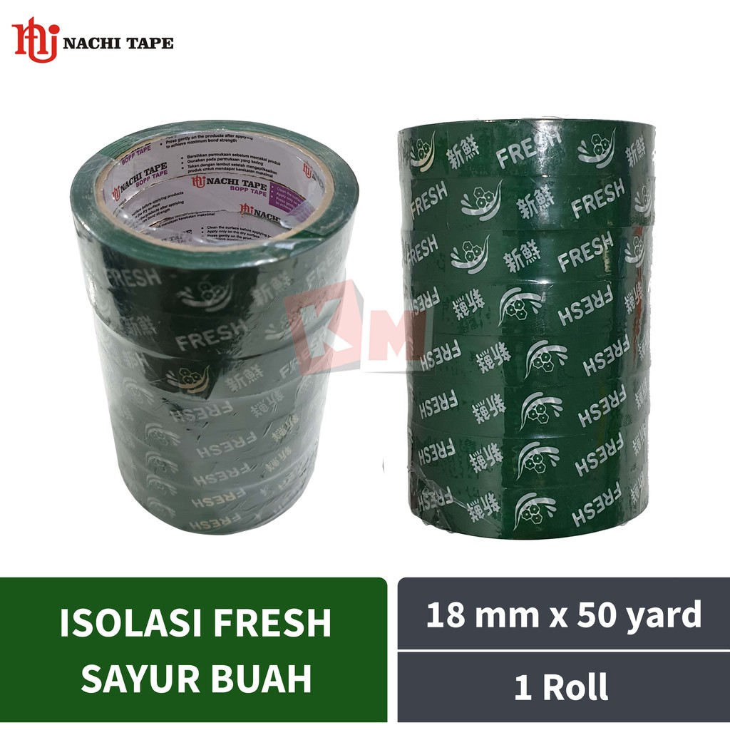 Isolasi Selotip Lakban Sayur Buah Fresh Nachi OPP Tape 18 mm x 50 Yard / 18mm