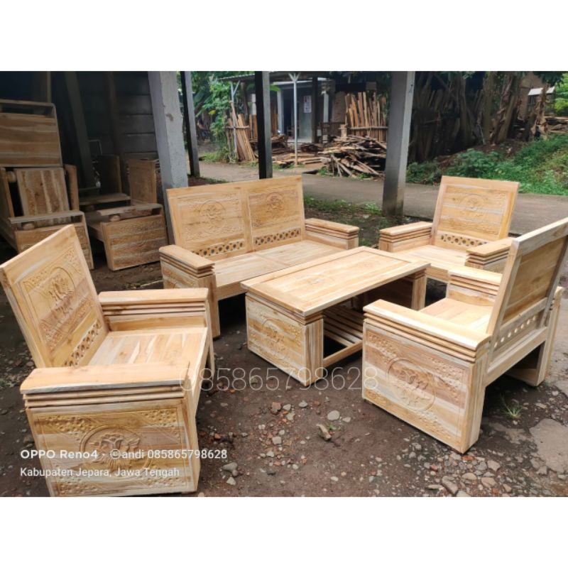 Jual Kursi Tamu Minimalis Tumpuk Kursi Tamu 2111 + Meja Kayu Jati ...