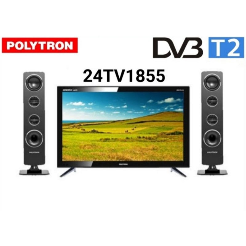 Polytron LED Digital TV 24 Inch 24TV1855 + Tower Speaker  DIGITAL CINEMAX