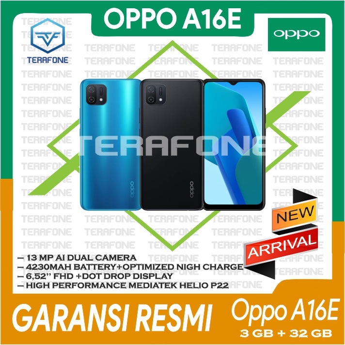 OPPO A16E RAM 3/32 GB GARANSI RESMI TERMURAH