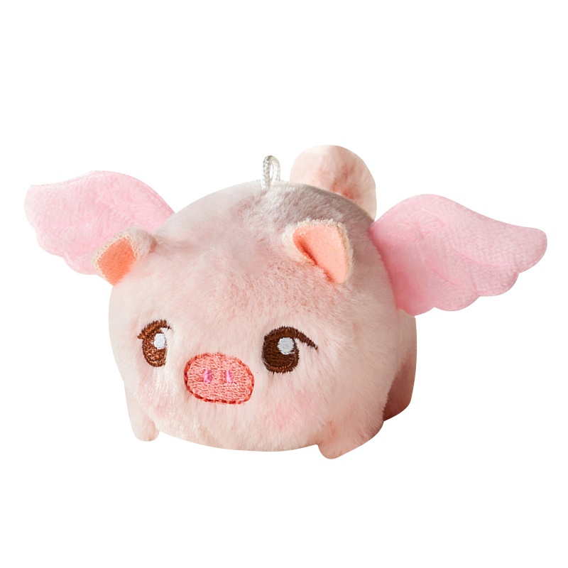 Mary Flying Piggy Plush Keyring Handbag Untuk Gantungan Kunci Liontin Ekor Wiggly Fuzzy Pig Wanita Ransel Handbag Decor Cewek F