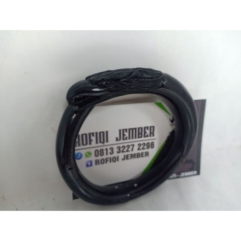 GELANG AKAR BAHAR HITAM MABE UKIR KEPALA ELANG - ENGSEL