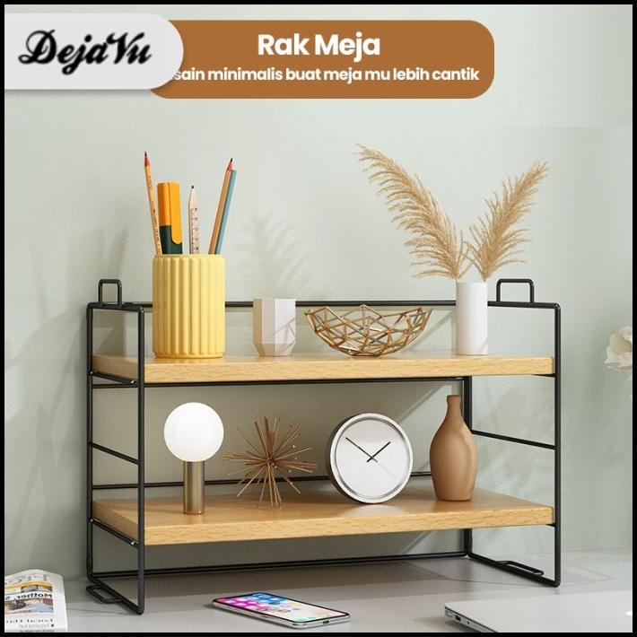 Dejavu Rak Buku Meja Susun Rak Kayu Besi Minimalis Serbaguna Hrb103