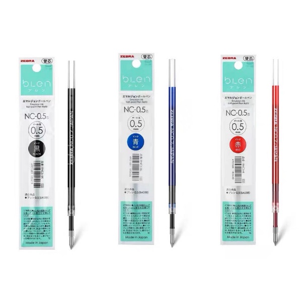 

Zebra bLen Refill 0.5mm Emulsion Ink Semi Gel Ink Tinta Isi Ulang