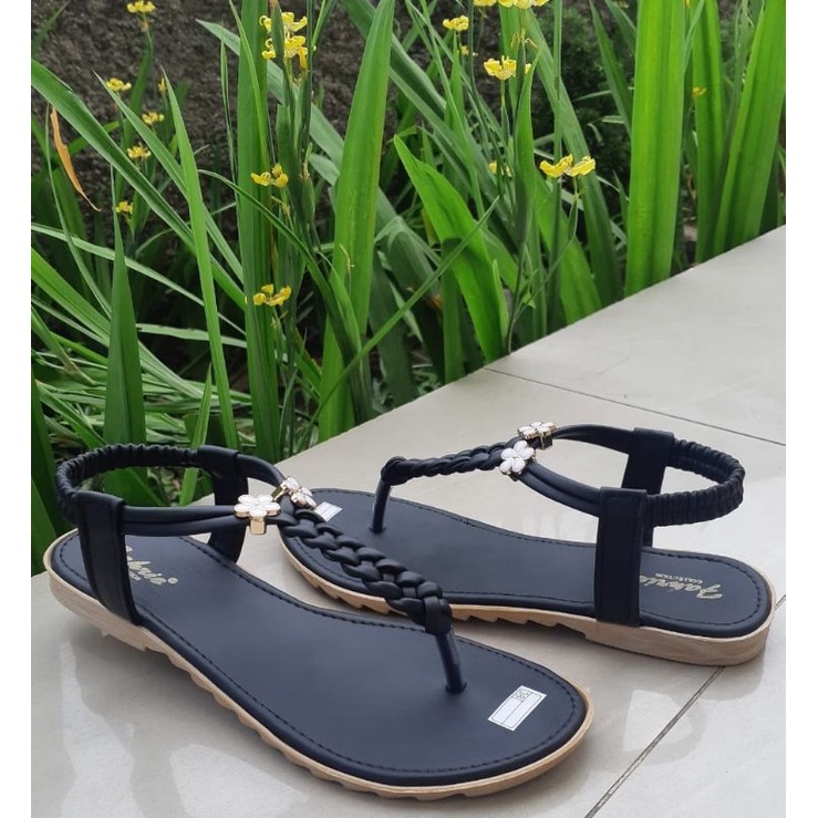 fahrie shoes sendal flat wanita tali kepang fh-28