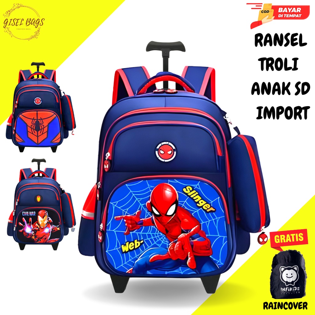 GB Tas dorong anak laki laki import gambar karakter superhero unik