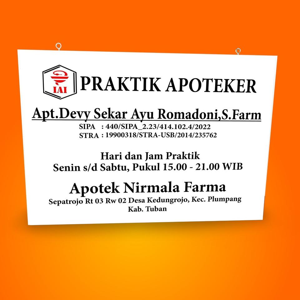 

(H-UEI) (☼) Papan Nama Apotek / Apoteker (kekinian)