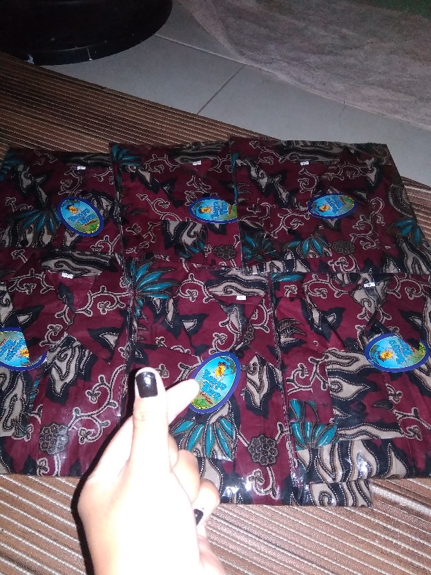 Kemeja Batik Pria M L Xl Xxl Bswart Kenongo Padi Biru Merah Sogan