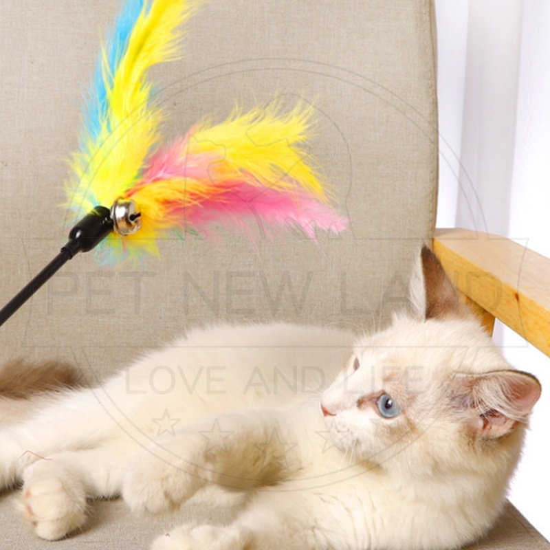 Tongkat Tikus Mainan Kucing Bulu Warna Stick Interaktif Cat Toys Mainan Hewan