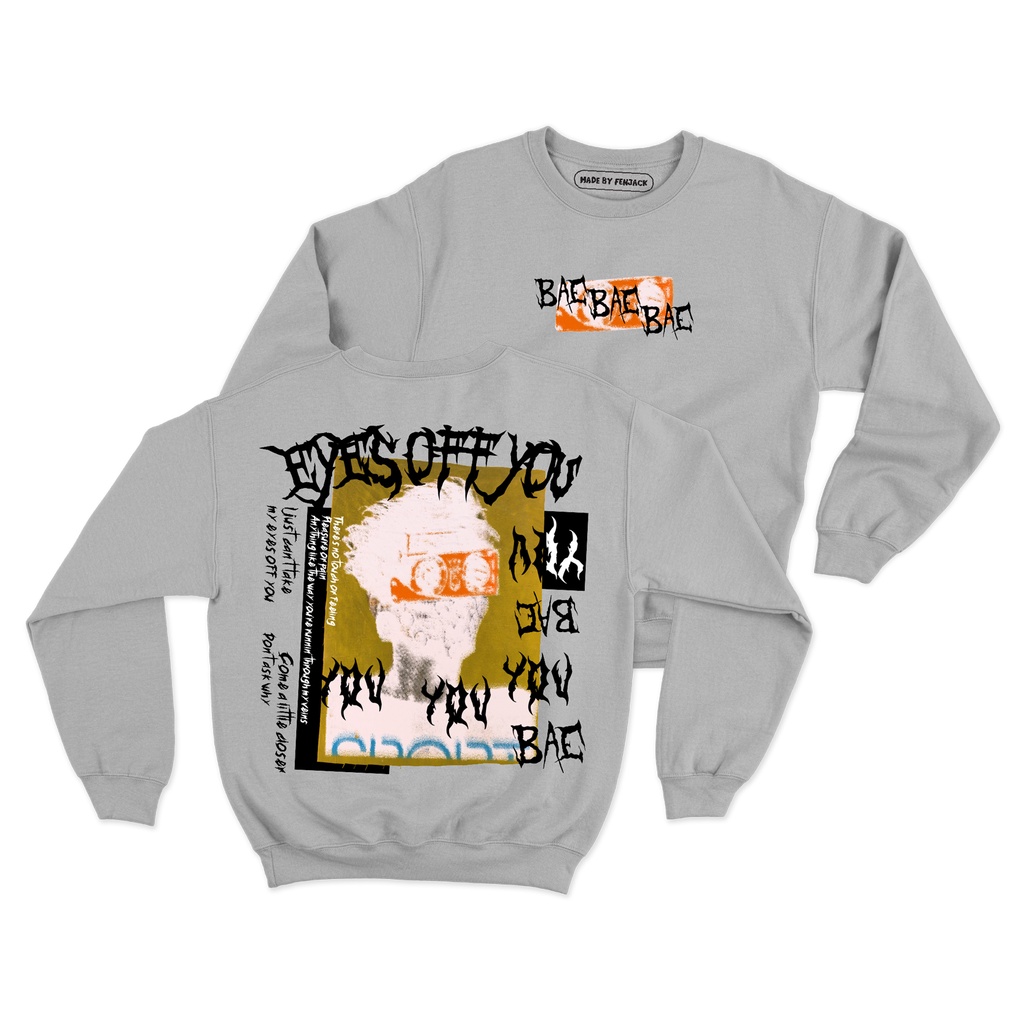 Sweaterpolos Basic Sweater EYES OFF YOU ( Sablon ) Unisex Pria &amp; Wanita