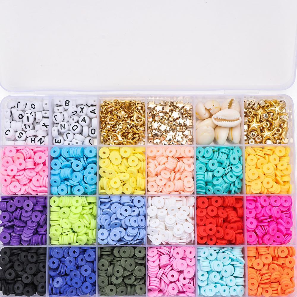 R-flower 4800pcs Polymer Clay Kalung DIY Craft Kit Datar Bulat Membuat Perhiasan Set