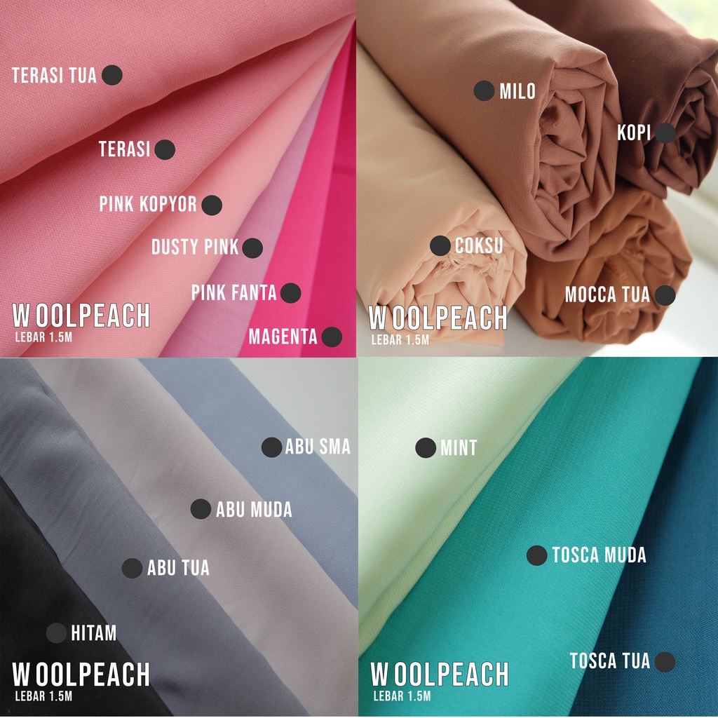 WOOLPEACH / WOLVIS / WOLPIS / WOLFIS POLOS  PREMIUM / GRADE A, (per 0,5m) bahan gamis / bahan kemeja