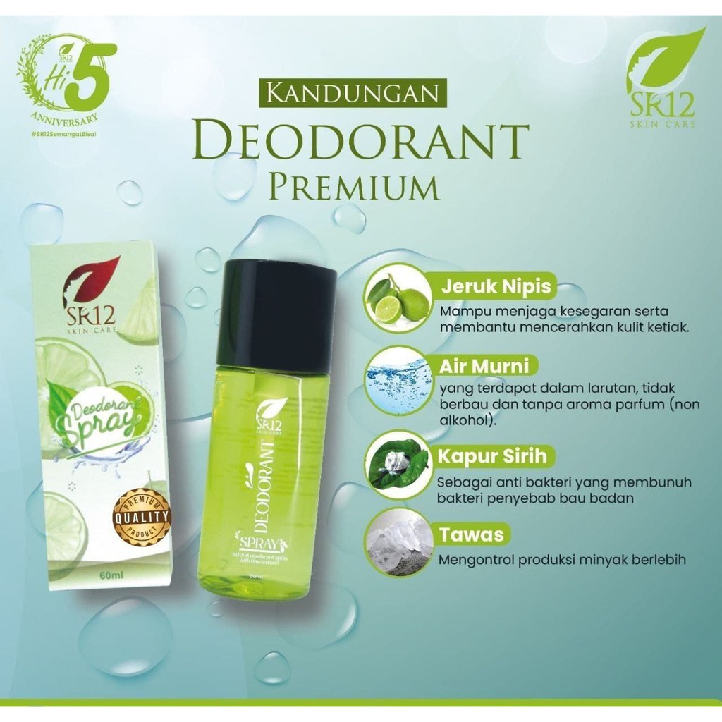 Deodorant Spray SR12 Paket Skincare Bpom Penghilang Bau Badan Ketiak Deodoran Spray Sabun Bulus SR12