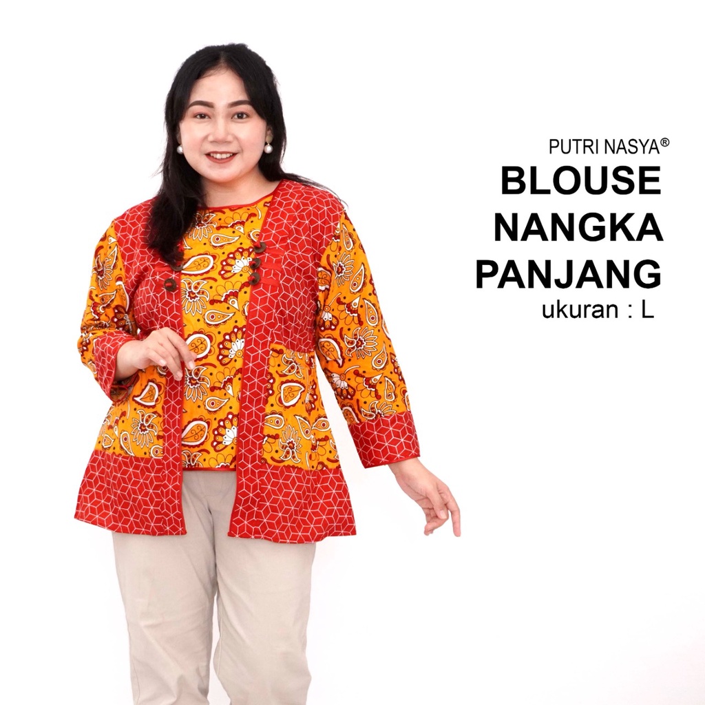 Atasan Batik Blouse Big Size Wanita Lengkap L-XL-2L-3L-4L-5L-6L-7L Model Blus Jumbo Seragam Batik / Atasan Batik Big Size Formal / Pakaian Batik LD 140 Model Kantor Kerja Wanita