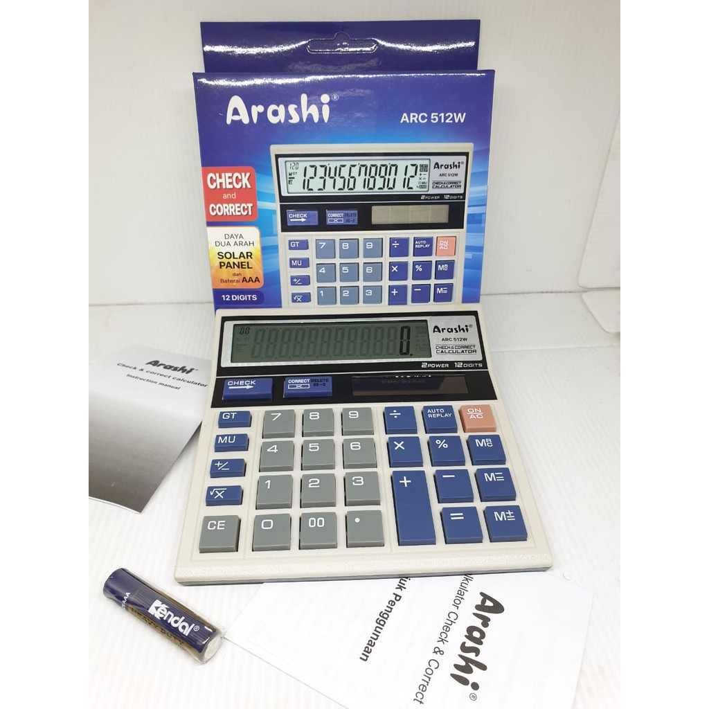 Arashi Kalkulator Calculator ARC 512W PUTIH 12 Digit Layar Besar