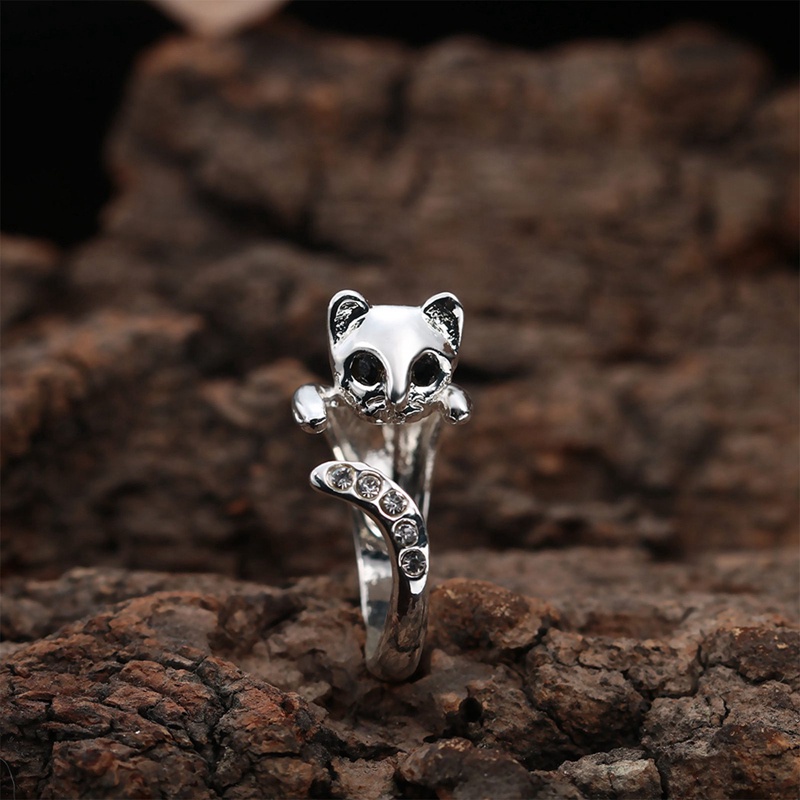 Cincin Bentuk Kucing Sphynx Gaya Retro Vintage Untuk Pria Dan Wanita