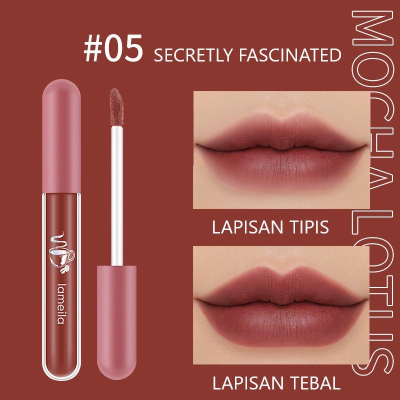 LAMEILA - Oh My God Mocha Lotus Lip Glaze Lipstik - Lip Gloss Pelembab Silky Original