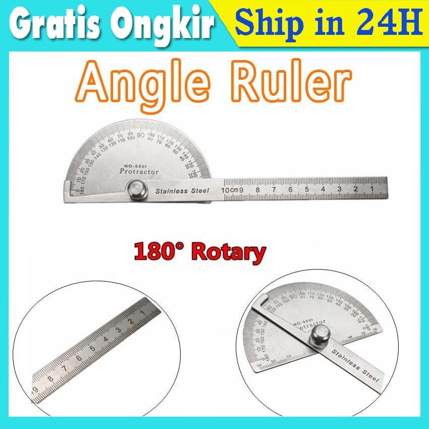 

Stainless Degree protractor / busur derajat / pengukur sudut / penggaris busur Alat Ukur Sudut