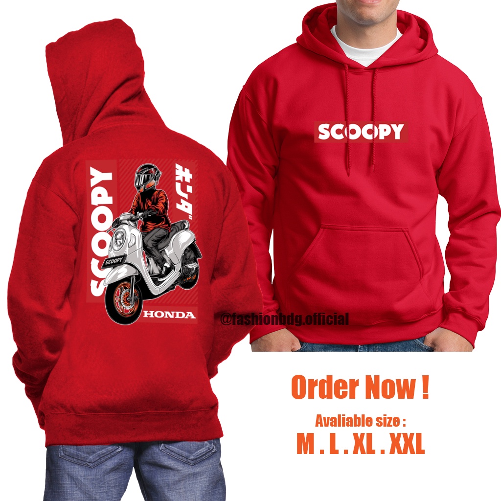 JAKET SCOOPY DISTRO KEREN / SWEATER HOODIE HONDA SCOOPY / SWEATER SCOOPY BAHAN TEBAL JUMBO M L XL XXL