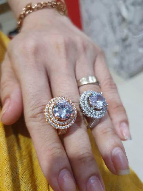 Cincin Premium Quality Lapis emas Anti Karat Anti Alergi Ring Branded mata kilau 92839