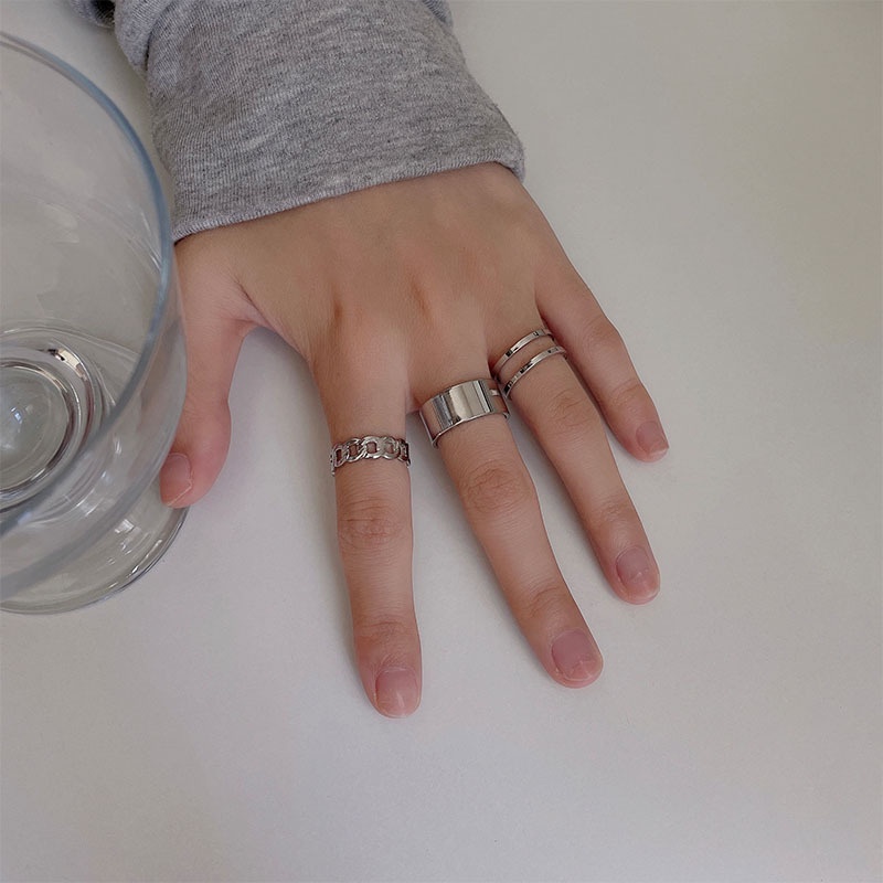 3Pcs Cincin Gaya Punk Hip-hop Untuk Wanita