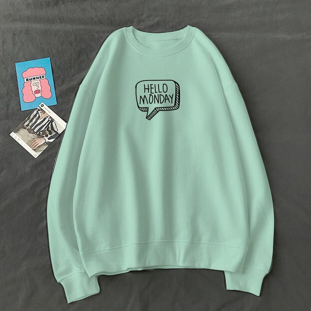 SWEATER WANITA HELLO MONDAY TEBAL TERBARU,