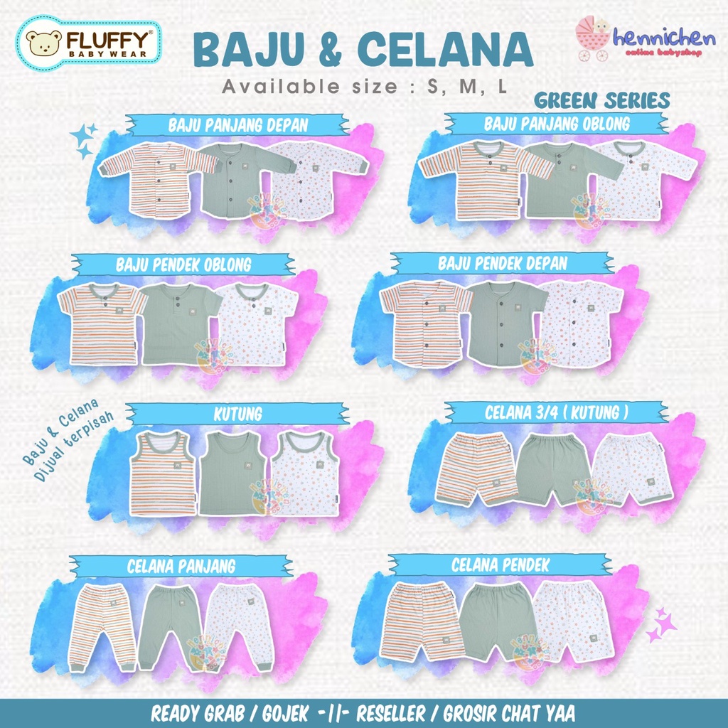 MOTIF BARU SETELAN PIYAMA ANAK FLUFFY STAR  HIJAU BAJU PENDEK BAJU PANJANG CELANA PENDEK CELANA PANJANG  KUTUNG ANAK 3PCS