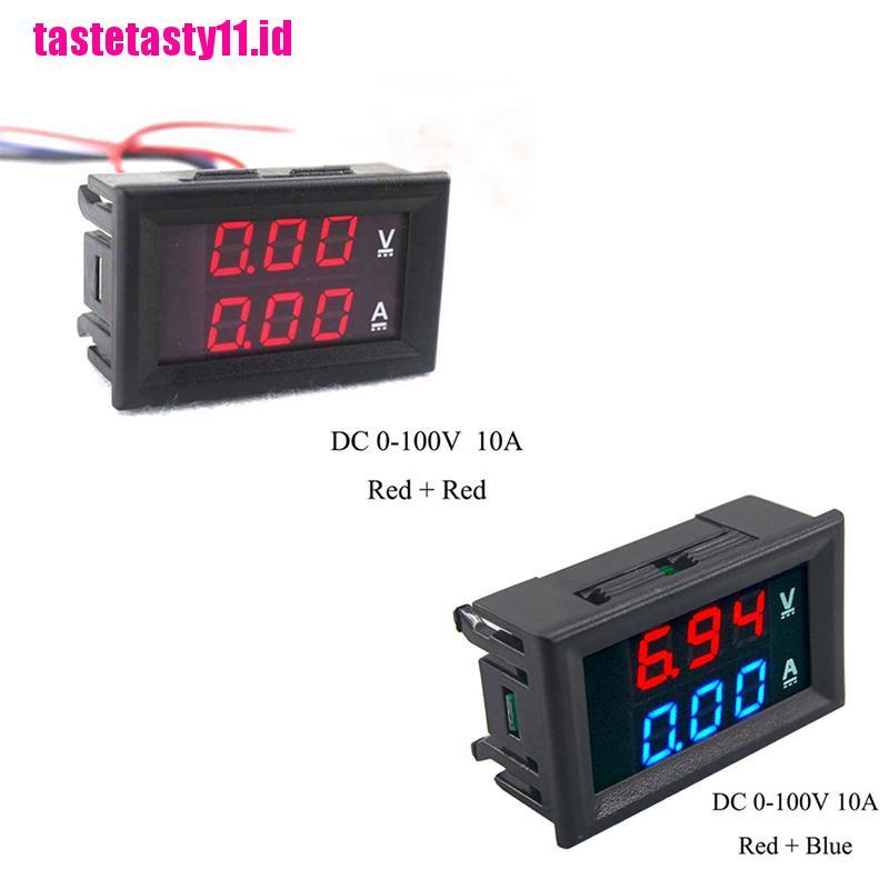 Voltmeter Ammeter 3 Bit DC 0-100V 10A Dengan LED Warna Merah Biru