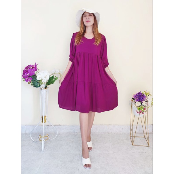 Tiffany Ruffle Dress/Dress Rempel Kerah Bumil Friendly